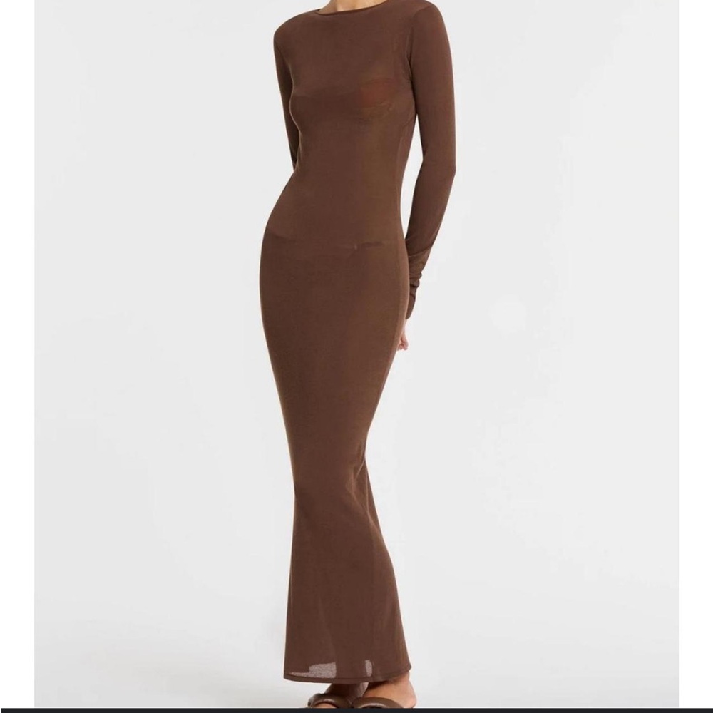 SIR the Label Brown Eva Knit Midi Dress